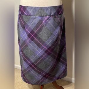 Pendleton Classic Wool Plaid Skirt Grey Purple, Size 16
